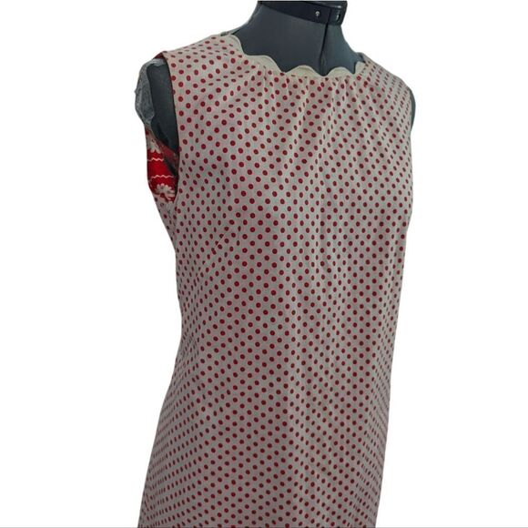 Women's vintage reversible red and white polka‎ dot and floral print shift dress - Picture 9 of 11